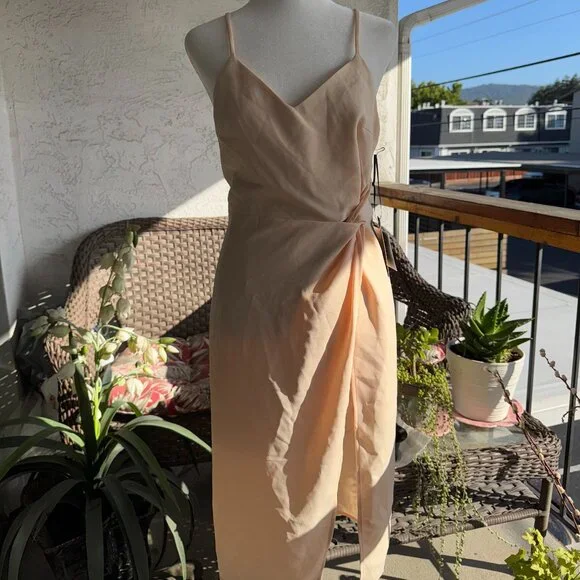 NWT Lulus Beige Dress Women’s size Small Midi style - Picture 1 of 16